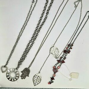 Bundle of 5 Fashion Rhinestone Assorted Necklaces New Wholesale Pack Silver